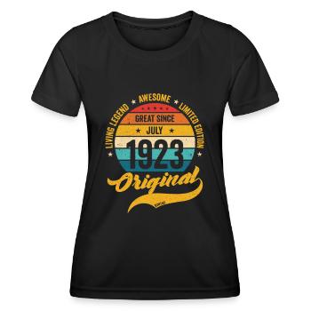 Retro 100 Years July 1923 Birthday Vintage Bday - Women's Functional T-Shirt - black - Front - AI Model Female 172 light (172cm)