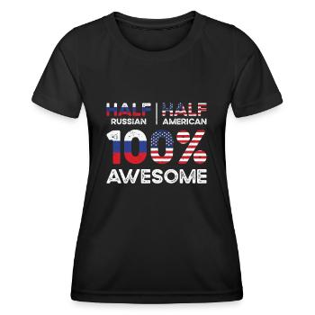 Né Russie Russie États-Unis - T-shirt sport Femme - noir - Devant - AI Model Female 172 light (172cm)