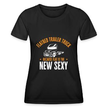 Chauffeur de camion à plate-forme Chauffeur de camion - T-shirt sport Femme - noir - Devant - AI Model Female 172 light (172cm)