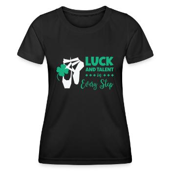 Ballet de la Saint-Patrick Danseur Shamrock Clover - T-shirt sport Femme - noir - Devant - AI Model Female 172 light (172cm)