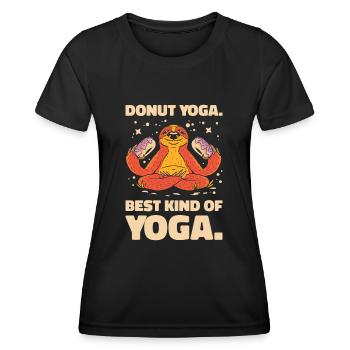 Donut Yoga Faultier Donut Faultier Liebhaber Yoga - Frauen Funktions-T-Shirt - Schwarz - Vorne - AI Model Female 172 light (172cm)