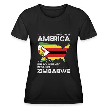 Né au Zimbabwe Zimbabwe États-Unis - T-shirt sport Femme - noir - Devant - AI Model Female 172 light (172cm)