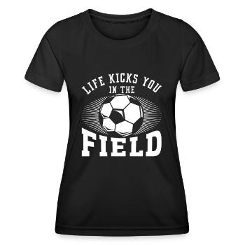 LIFE KICKS YOU IN THE FIELD - Women's Functional T-Shirt - black - Front - AI Model Female 172 light (172cm)