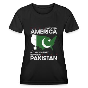 Born Pakistani Pakistan American USA Citizenship - Women's Functional T-Shirt - black - Front - AI Model Female 172 light (172cm)
