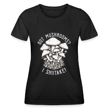 Shiitake Pilz Wald Pilz Shiitake Moral Vegan Umami - Frauen Funktions-T-Shirt - Schwarz - Vorne - AI Model Female 172 light (172cm)