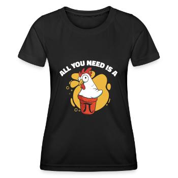 Pi Day Math Pie Huhn Topf Pi Zahl - Frauen Funktions-T-Shirt - Schwarz - Vorne - AI Model Female 172 light (172cm)