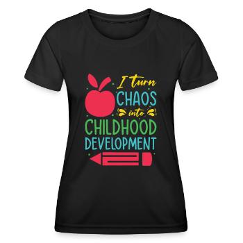 Enseignante éducatrice en éducation de la petite enfance - T-shirt sport Femme - noir - Devant - AI Model Female 172 light (172cm)