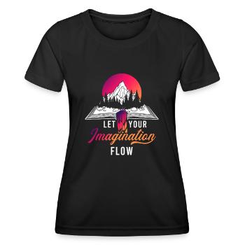 Space River Mountain Imagination - Frauen Funktions-T-Shirt - Schwarz - Vorne - AI Model Female 172 light (172cm)