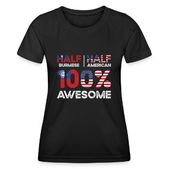 Né Birman Myanmar États-Unis - T-shirt sport Femme - noir - Devant - AI Model Female 172 light (172cm)