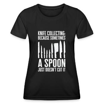Messersammler Messer Sammeln - Frauen Funktions-T-Shirt - Schwarz - Vorne - AI Model Female 172 light (172cm)