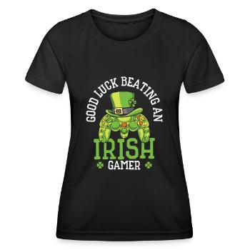 St. Patrick's Day Gaming Shamrock Gamer Video - Women's Functional T-Shirt - black - Front - AI Model Female 172 light (172cm)