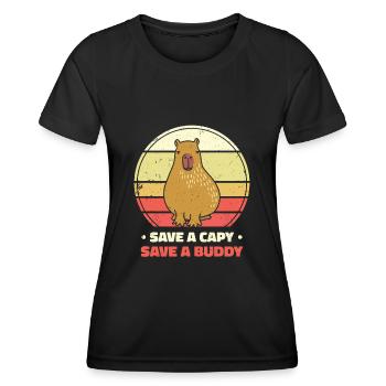 World Wildlife Day Capybara Animal Welfare Retro - Women's Functional T-Shirt - black - Front - AI Model Female 172 light (172cm)