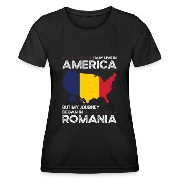 Born Romanian Romania American USA Citizenship - Women's Functional T-Shirt - black - Front - AI Model Female 172 light (172cm)