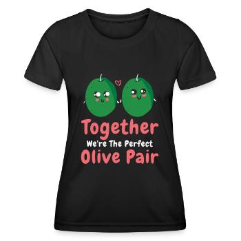 Saint-Valentin Olive Couples Rencontres Romance - T-shirt sport Femme - noir - Devant - AI Model Female 172 light (172cm)