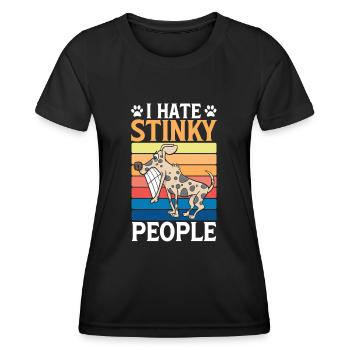 Mean Pet Dog Owner Dog Pop Art Cartoon - T-shirt sport Femme - noir - Devant - AI Model Female 172 light (172cm)