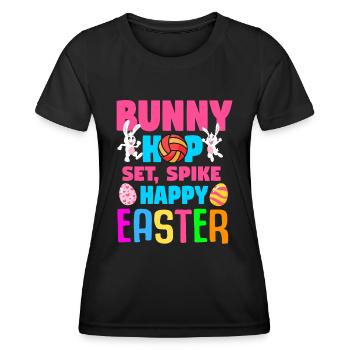 Lapin de volley-ball de Pâques Vacances Lapin Sports - T-shirt sport Femme - noir - Devant - AI Model Female 172 light (172cm)
