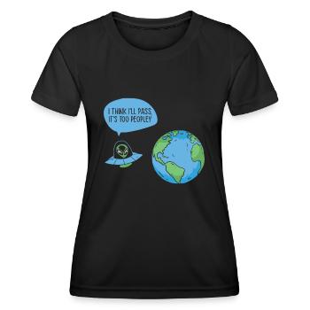 Space Alien Astronomy Alien Spaceship Comic - Women's Functional T-Shirt - black - Front - AI Model Female 172 light (172cm)