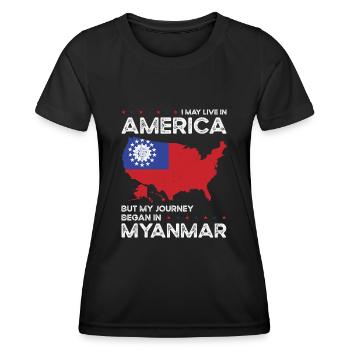 Nés : Birman, Myanmar, Américain, États-Unis - T-shirt sport Femme - noir - Devant - AI Model Female 172 light (172cm)
