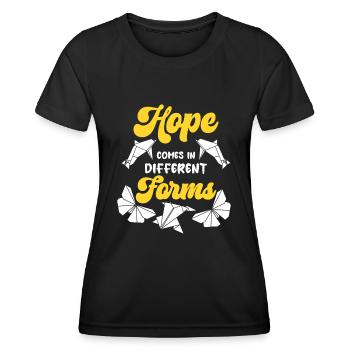 Fabrication japonaise d’origami pliant en papier - T-shirt sport Femme - noir - Devant - AI Model Female 172 light (172cm)