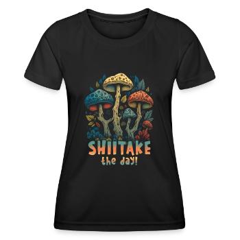 Shiitake Pilz Wald Pilz Shiitake Moral Vegan Umami - Frauen Funktions-T-Shirt - Schwarz - Vorne - AI Model Female 172 light (172cm)