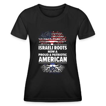 Né: Israël, Israël, Américain, États-Unis - T-shirt sport Femme - noir - Devant - AI Model Female 172 light (172cm)