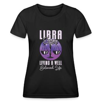 Waage Energie Astrologisches Tierkreiszeichen - Frauen Funktions-T-Shirt - Schwarz - Vorne - AI Model Female 172 light (172cm)