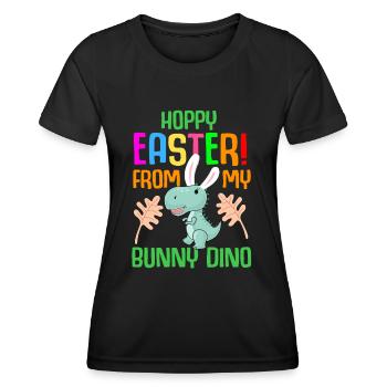 Easter T-rex Dinosaur Rabbit Easter Holiday - Women's Functional T-Shirt - black - Front - AI Model Female 172 light (172cm)