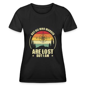 Hiking Camping Mountain Hiker - Women's Functional T-Shirt - black - Front - AI Model Female 172 light (172cm)