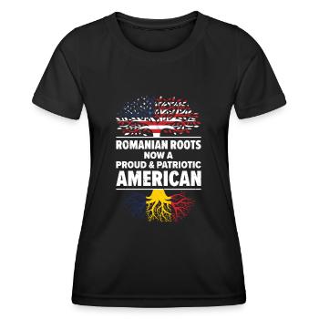 Born Romanian Romania American USA Citizenship - Women's Functional T-Shirt - black - Front - AI Model Female 172 light (172cm)