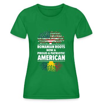 Né Roumanie Roumanie États-Unis - T-shirt sport Femme - vert - Devant - AI Model Female 172 dark (172cm)