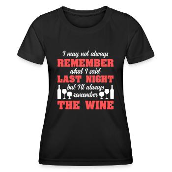 Wine Drinking Wine Tasting Wine Lover - Women's Functional T-Shirt - black - Front - AI Model Female 172 light (172cm)