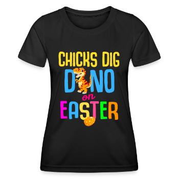 Easter T-rex Dinosaur Rabbit Easter Holiday - Women's Functional T-Shirt - black - Front - AI Model Female 172 light (172cm)