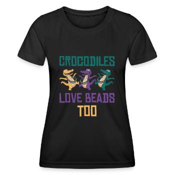 Mardi Gras Carnival Crocodile Beads Wildlife - Women's Functional T-Shirt - black - Front - AI Model Female 172 light (172cm)