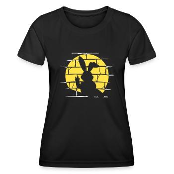 Ostern Metalhead-Hase Rockmusik-Hase - Frauen Funktions-T-Shirt - Schwarz - Vorne - AI Model Female 172 light (172cm)