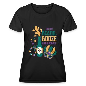 Mardi Gras Karneval Maske Bier Perlen Tölpel - Frauen Funktions-T-Shirt - Schwarz - Vorne - AI Model Female 172 light (172cm)