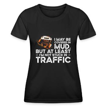 Off Road 4X4 Wheeler Offroading Dirt Mudding - T-shirt sport Femme - noir - Devant - AI Model Female 172 light (172cm)