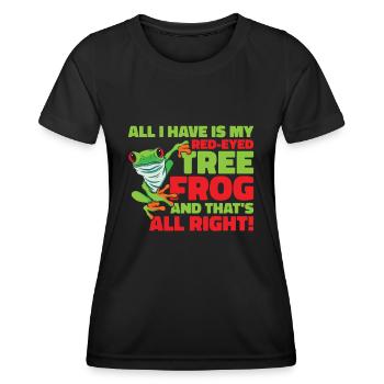 Red Eyed Tree Frog Cute Rainforest Amphibian - Women's Functional T-Shirt - black - Front - AI Model Female 172 light (172cm)