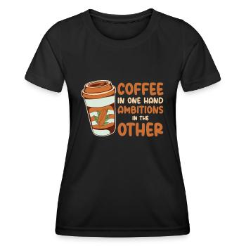 Ambition Objectif Café Amateur Citations de motivation - T-shirt sport Femme - noir - Devant - AI Model Female 172 light (172cm)
