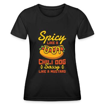 Chili Dog Hot dog Sausage Fastfood - Women's Functional T-Shirt - black - Front - AI Model Female 172 light (172cm)