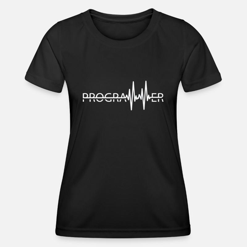 Programmierer Heartbeat Programmierung Coder - Frauen Funktions-T-Shirt - Schwarz