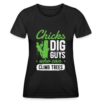 Arborist Tree Cutter Chainsaw Lumberjack - Women's Functional T-Shirt - black - Front - AI Model Female 172 light (172cm)