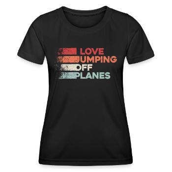 Parachutisme Passion Design. Cadeau d’adrénaline parfait - T-shirt sport Femme - noir - Devant - AI Model Female 172 light (172cm)