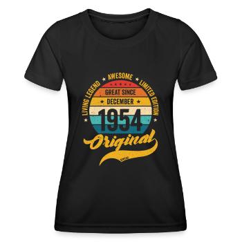 Retro 70 Years December 1954 Birthday Vintage - Women's Functional T-Shirt - black - Front - AI Model Female 172 light (172cm)