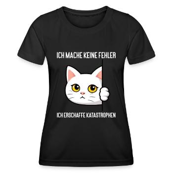 Katze Katzen Katzenliebhaber Lustige Katze Kater - Frauen Funktions-T-Shirt - Schwarz - Vorne - AI Model Female 172 light (172cm)