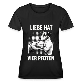 Liebe hat Vier Pfoten Jack Russel terrier Jackie - Frauen Funktions-T-Shirt - Schwarz - Vorne - AI Model Female 172 light (172cm)