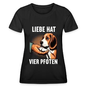 Liebe hat Vier Pfoten Beagle Beaglebesitzer Hund - Frauen Funktions-T-Shirt - Schwarz - Vorne - AI Model Female 172 light (172cm)