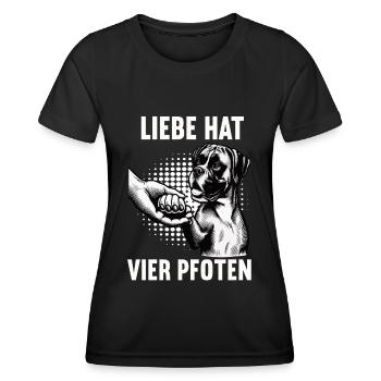 Liebe hat Vier Pfoten Boxer Boxerhalter Boxerhund - Frauen Funktions-T-Shirt - Schwarz - Vorne - AI Model Female 172 light (172cm)