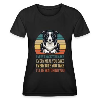 Chaque collation que vous préparez Border Collie - T-shirt sport Femme - noir - Devant - AI Model Female 172 light (172cm)