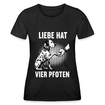 Liebe hat Vier Pfoten Dalmatiner Dalmatinerhalter - Frauen Funktions-T-Shirt - Schwarz - Vorne - AI Model Female 172 light (172cm)