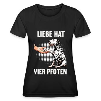 Liebe hat Vier Pfoten Dalmatiner Dalmatinerhalter - Frauen Funktions-T-Shirt - Schwarz - Vorne - AI Model Female 172 light (172cm)